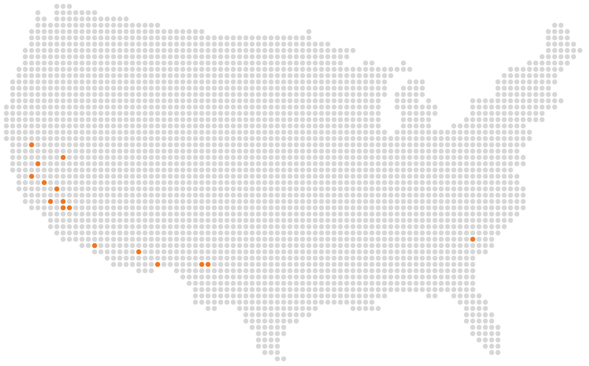 Map of PVH PV projects in USA
